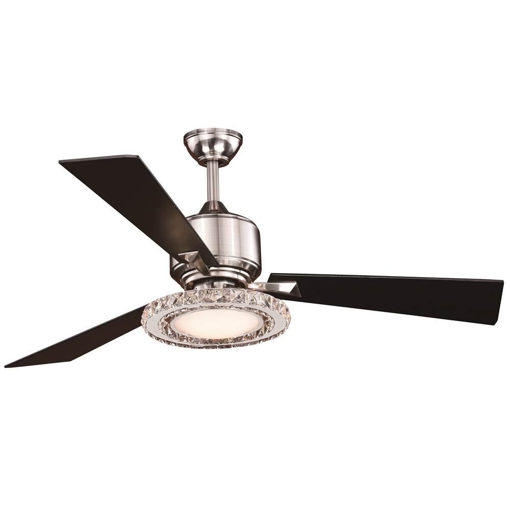Vaxcel Clara 52 In. Brushed Nickel Ceiling Fan with Crystal LED Light Kit and Remote