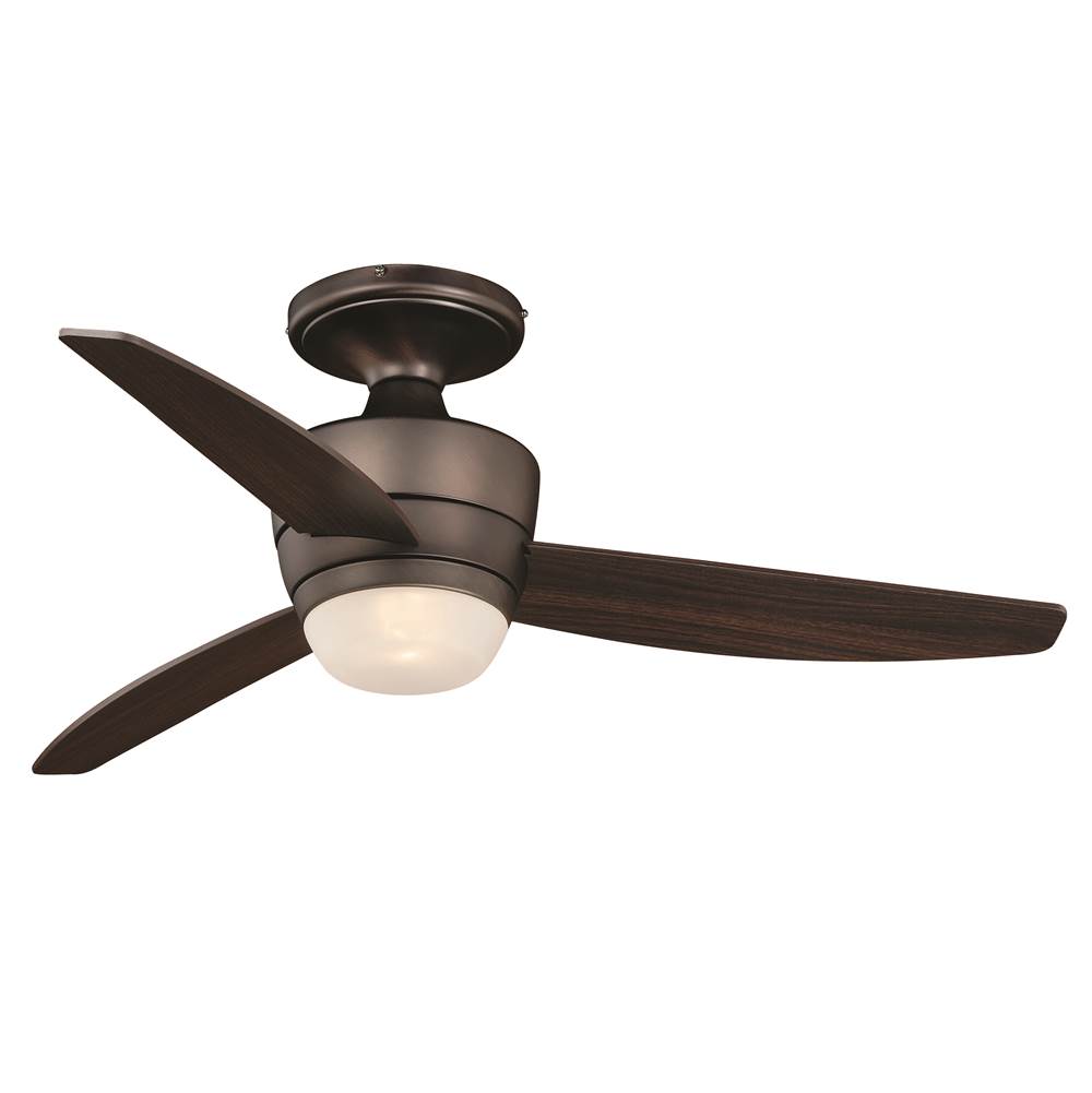 Vaxcel Adrian 44 In. Quiet Bronze Flush Ceiling Fan with LED Light Kit and Remote