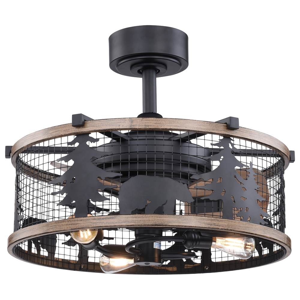 Vaxcel Kodiak Bear 21 in. Bronze and Teak Rustic Indoor Ceiling Fan with Light Kit and Remote
