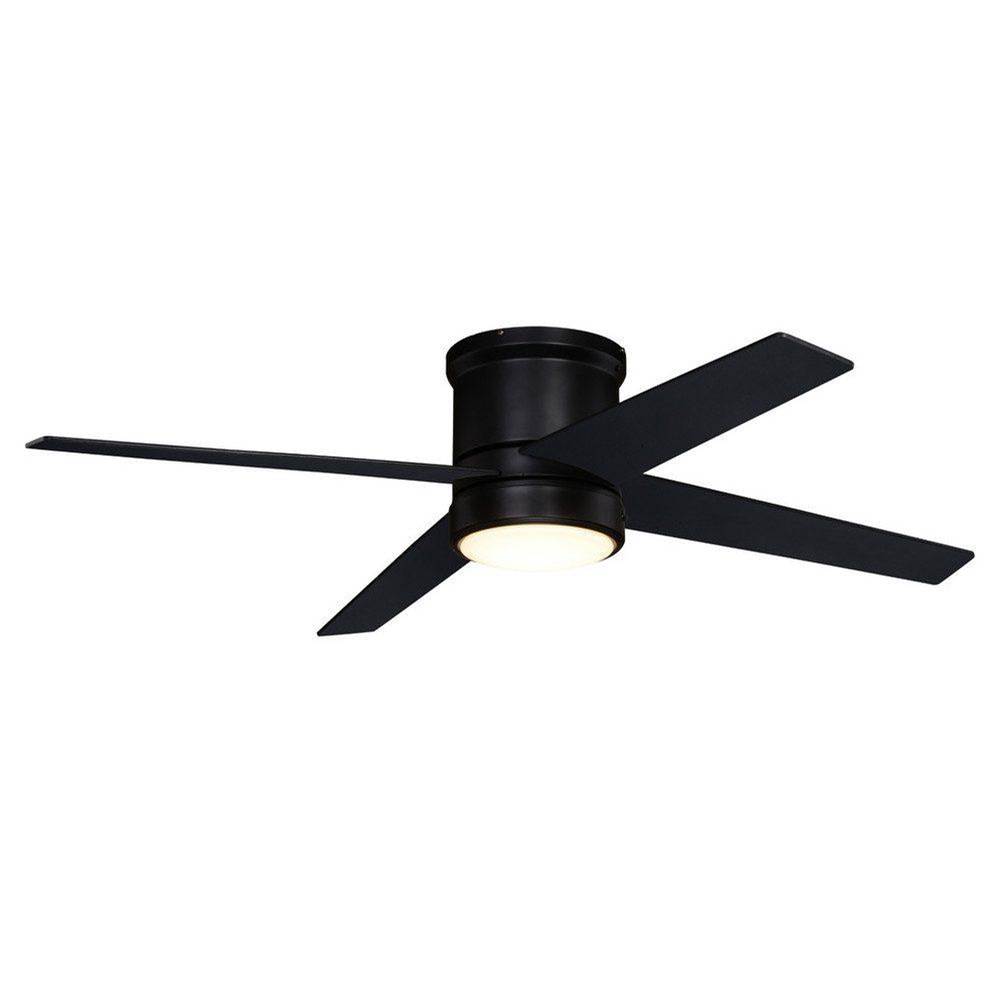 Vaxcel Erie Black Flush Mount Ceiling Fan with LED Light Kit and Remote