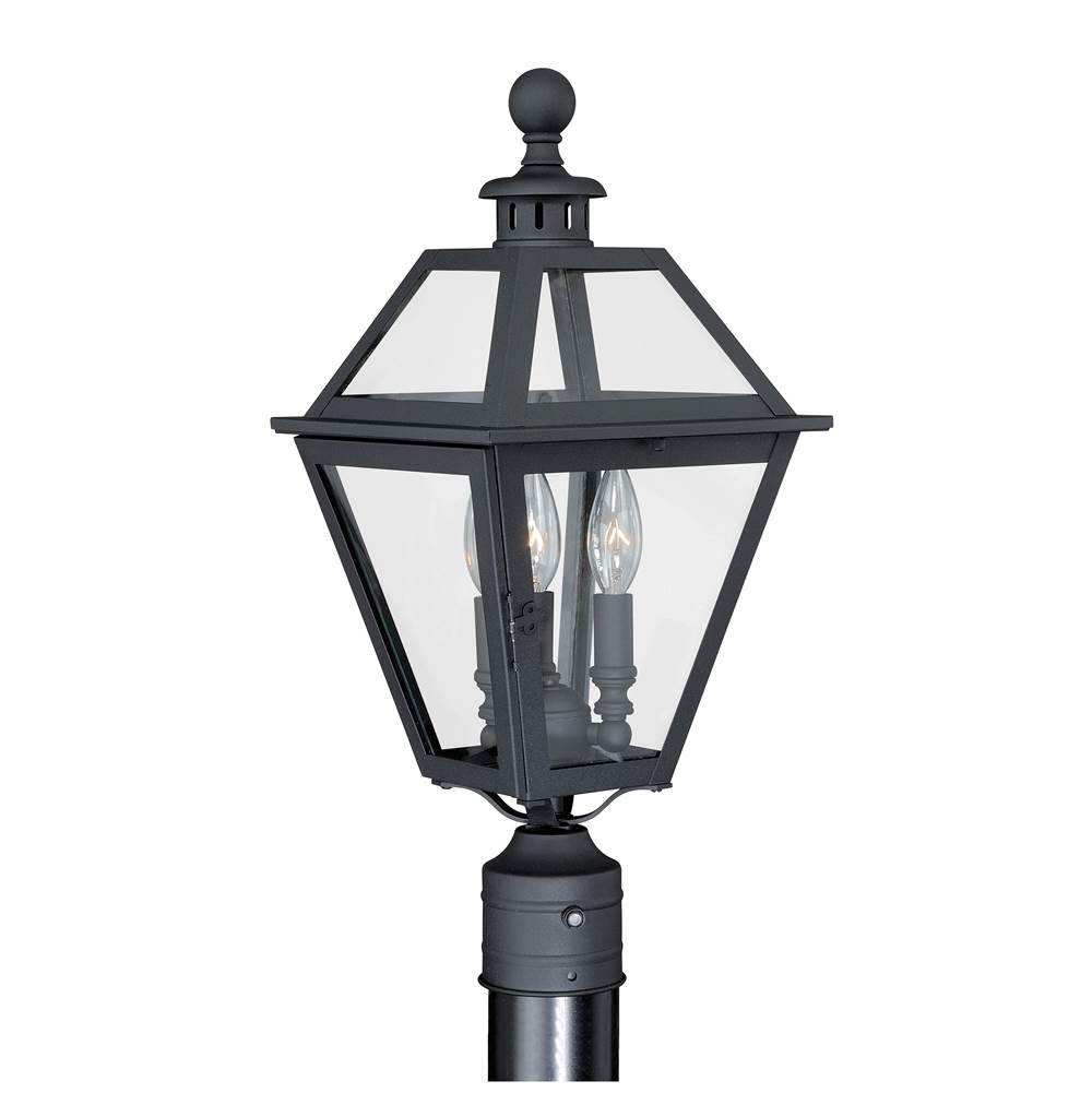 Vaxcel Nottingham 3L Black Outdoor Empire Post Light Clear Glass