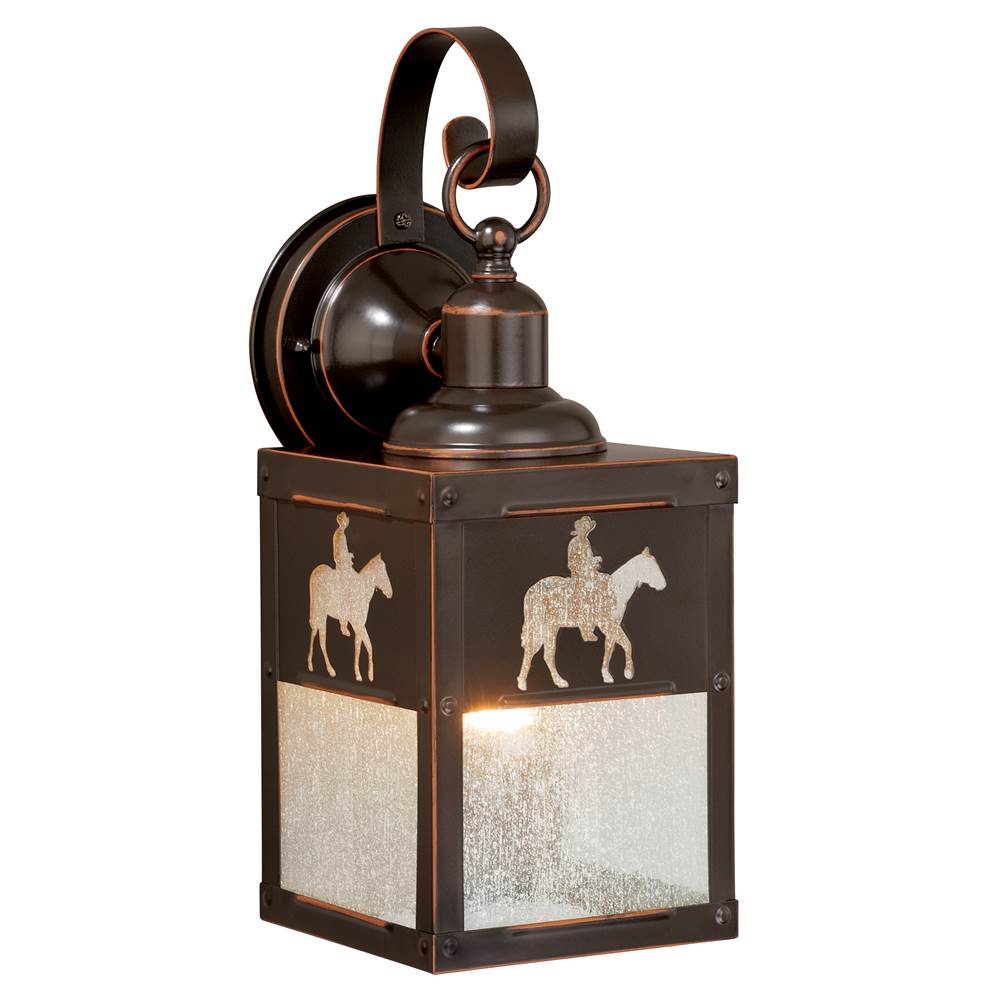 Vaxcel Trail 1 Light Bronze Rustic Horse Cowboy Outdoor Wall Lantern Clear Glass