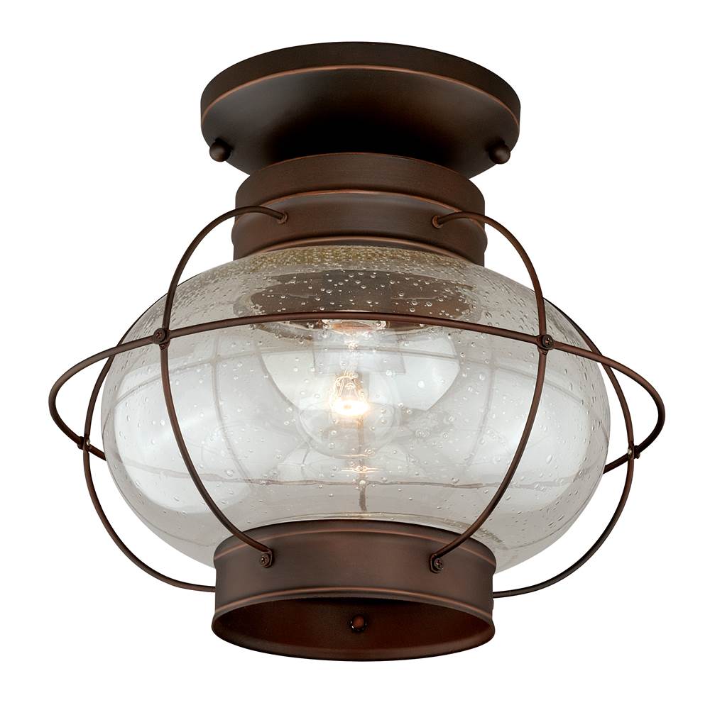 Vaxcel Chatham Bronze Coastal Globe Outdoor Flush Mount Ceiling Light Clear Glass