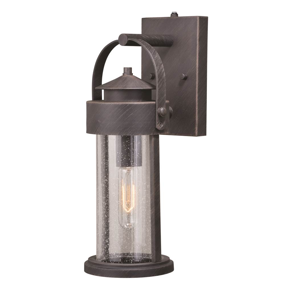 Vaxcel Cumberland 1 Light Dusk to Dawn Bronze Rustic Outdoor Wall Lantern Clear Glass