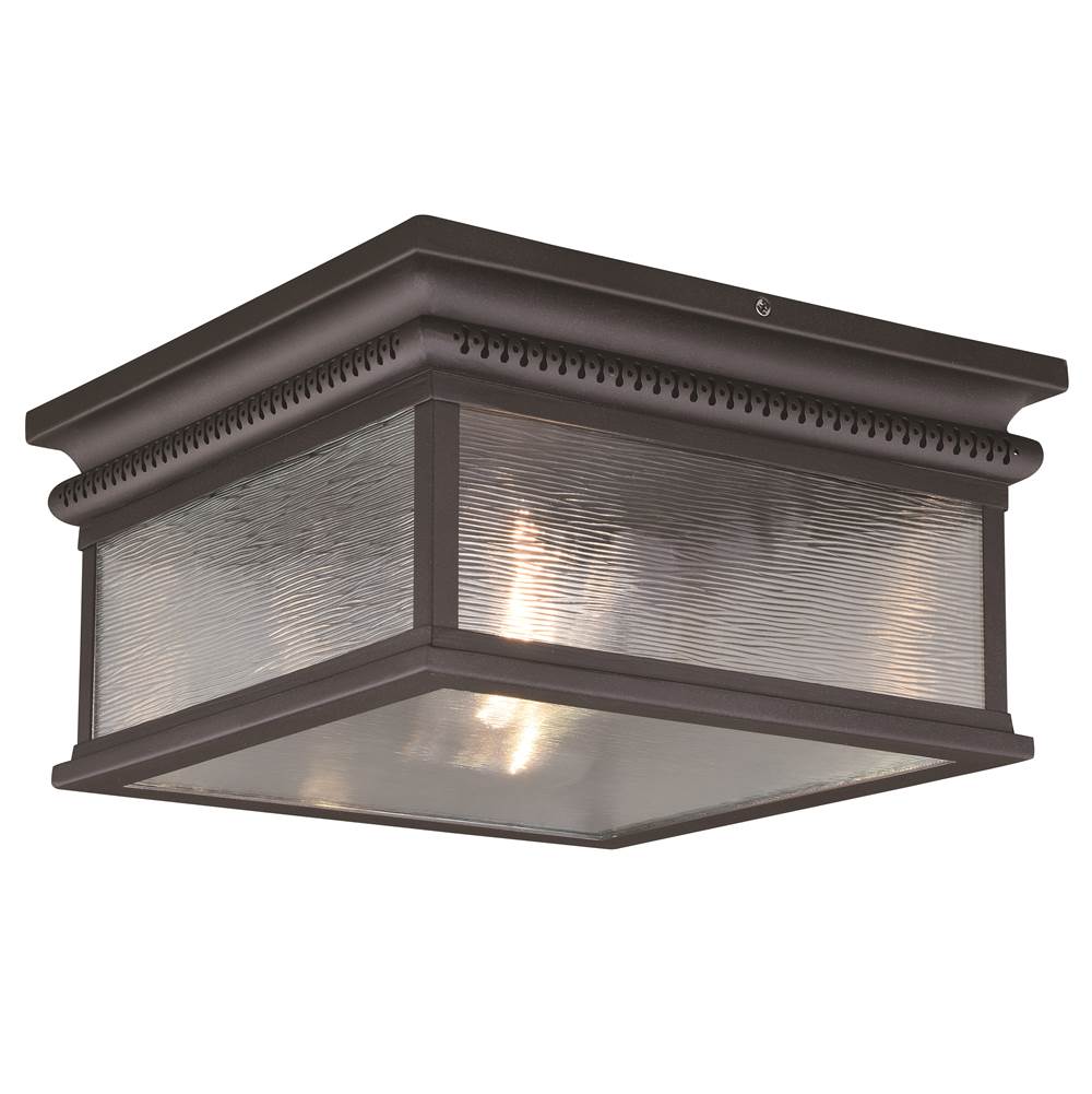 Vaxcel Cambridge Bronze Square Outdoor Flush Mount Ceiling Light Clear Glass