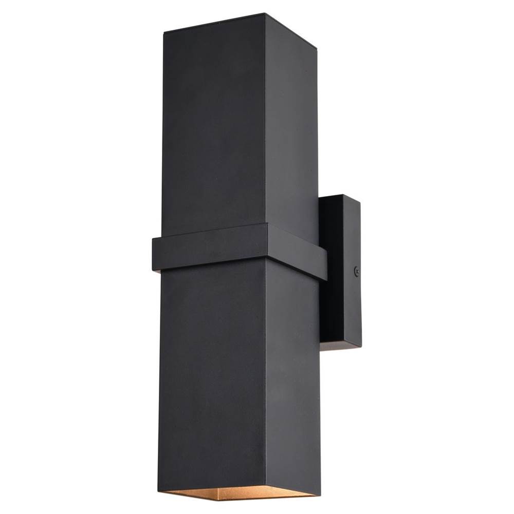 Vaxcel Lavage Aluminum 2 Light Black Contemporary Outdoor Wall Lamp - Up and Down Lighting
