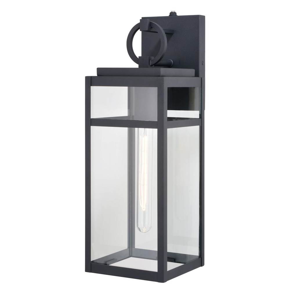 Vaxcel Hubbard 6-in 1 Light Dusk to Dawn Textured Black Outdoor Wall Lantern Clear Glass Shade, LED Compatible