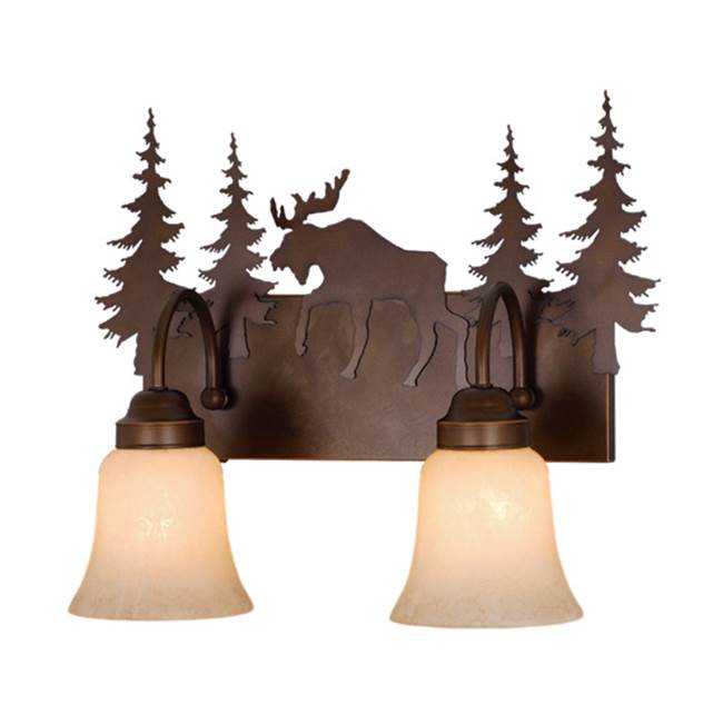 Vaxcel Yellowstone 2 Light Bronze Rustic Moose Bathroom Vanity Fixture