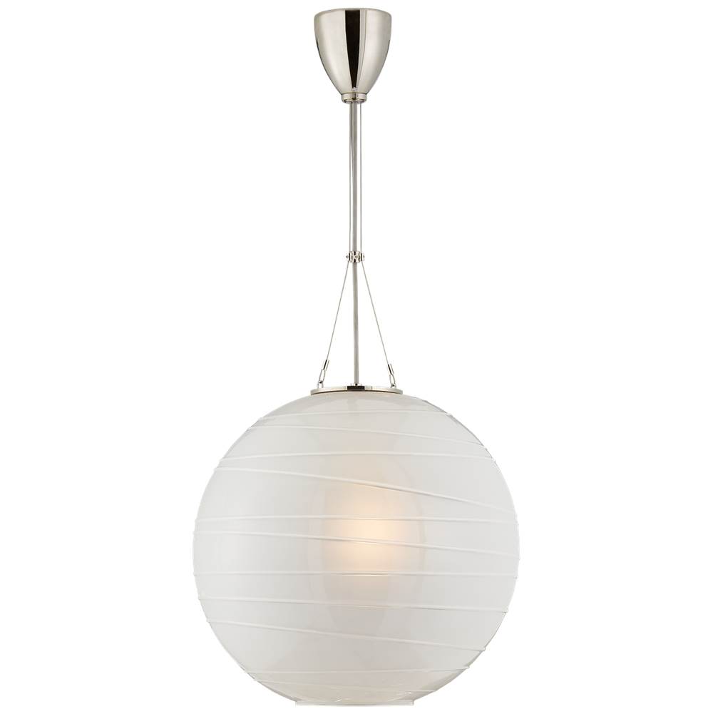Visual Comfort Signature Collection Hailey Medium Round Pendant in Polished Nickel with Frosted Glass