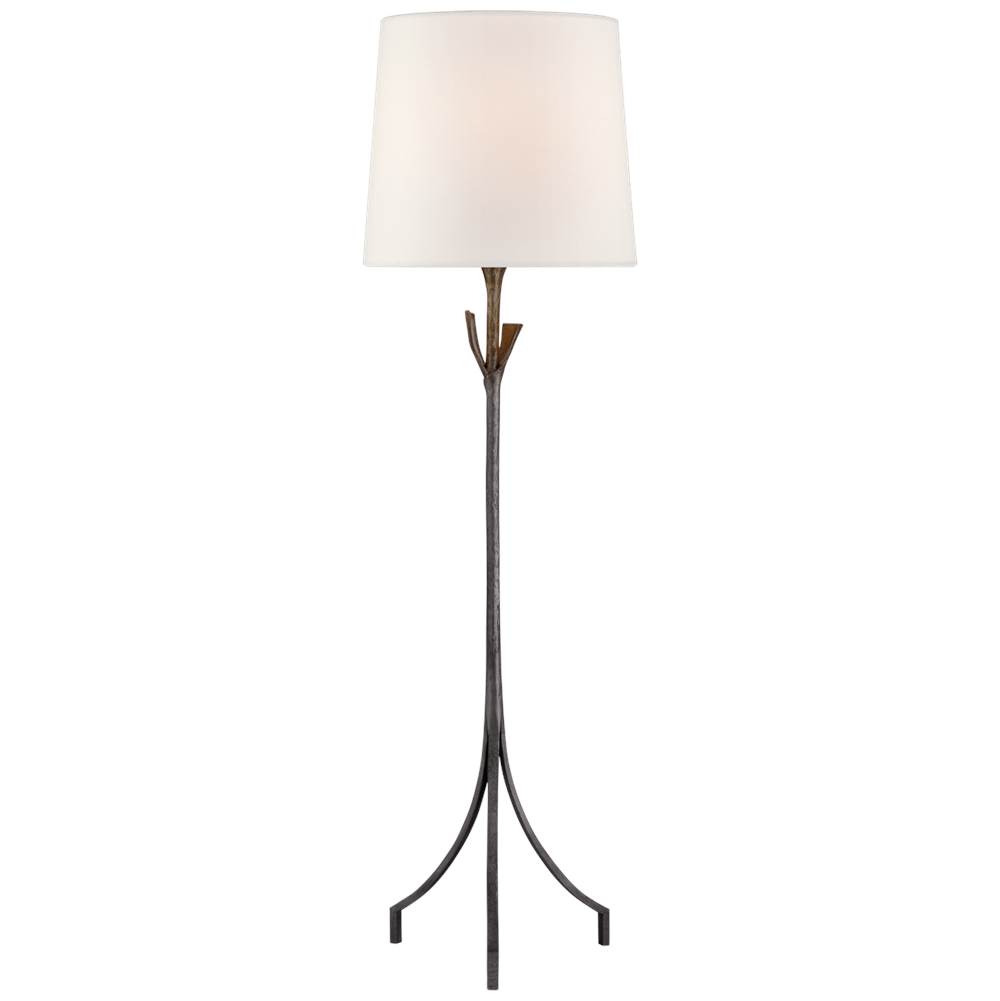 Visual Comfort Signature Collection Fliana Floor Lamp in Aged Iron with Linen Shade