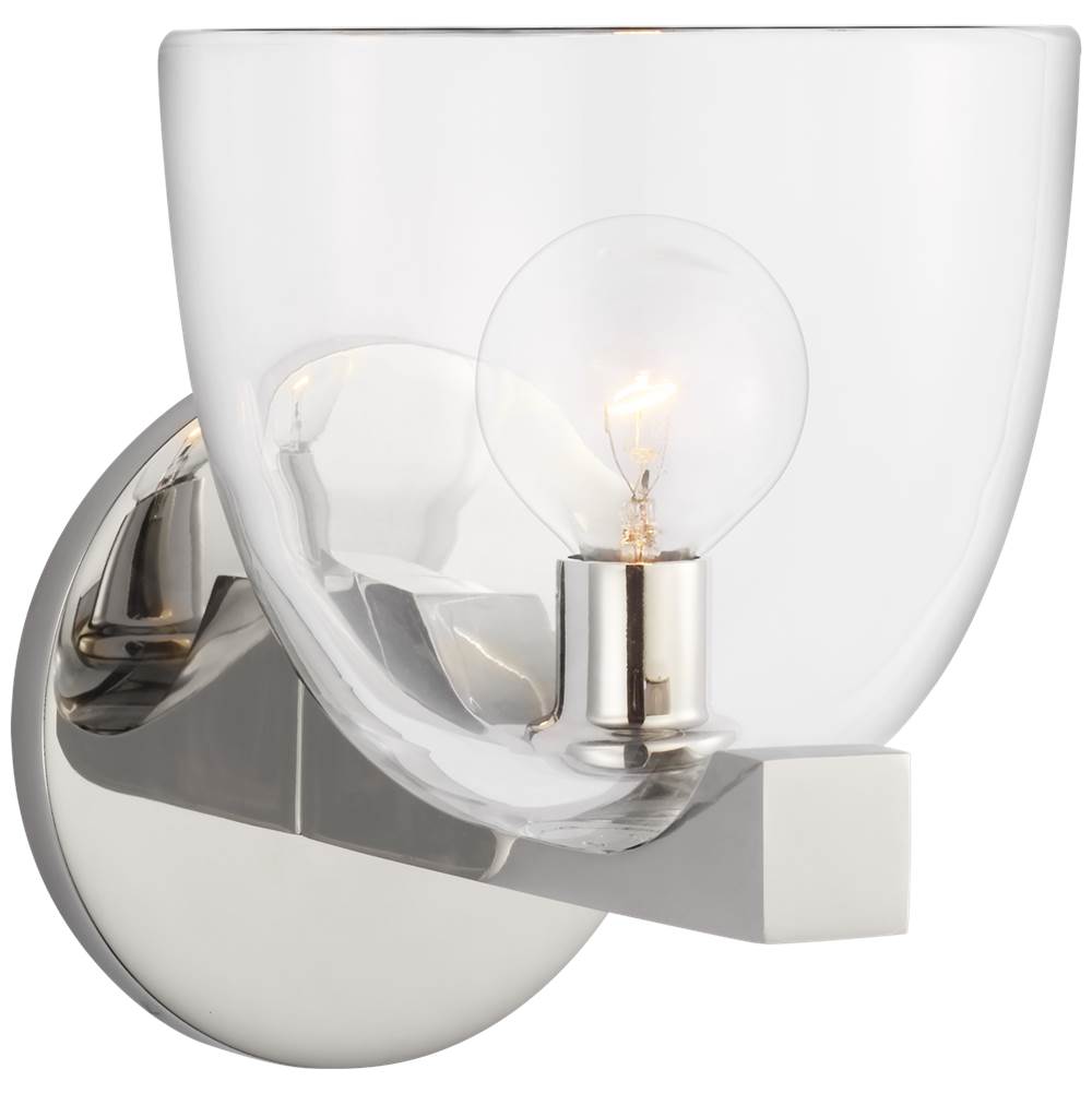 Visual Comfort Signature Collection Carola Single Sconce in Polished Nickel with Clear Glass