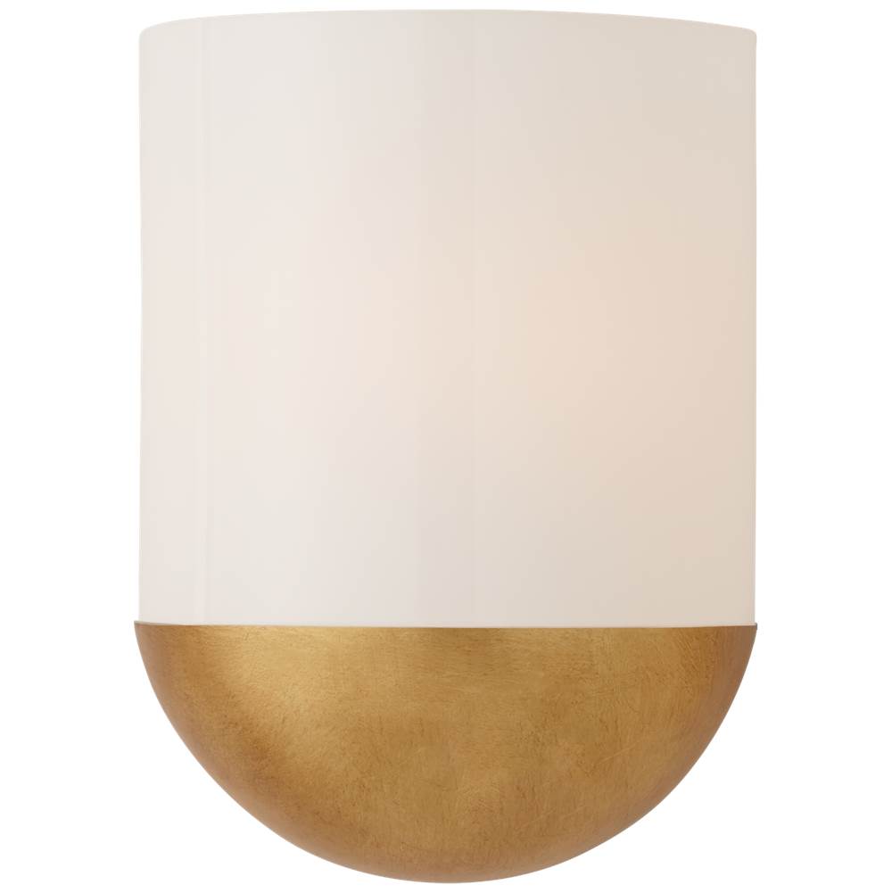 Visual Comfort Signature Collection Crescent Small Sconce in Gild with White Glass