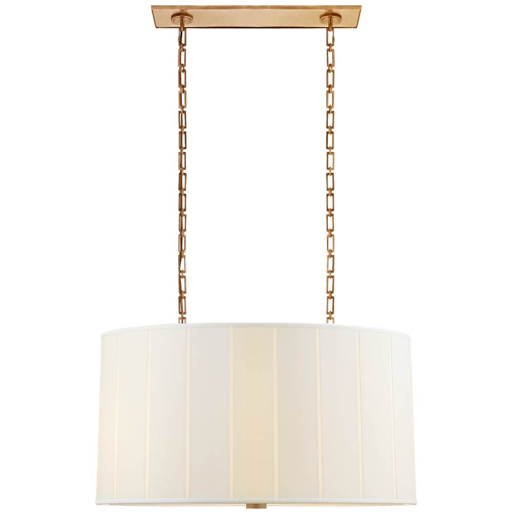 Visual Comfort Signature Collection Perfect Pleat Oval Hanging Shade in Soft Brass with Silk Shade