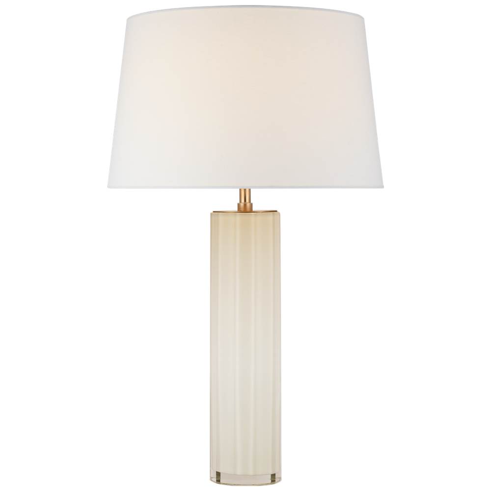 Visual Comfort Signature Collection Fallon Large Table Lamp in White Glass with Linen Shade