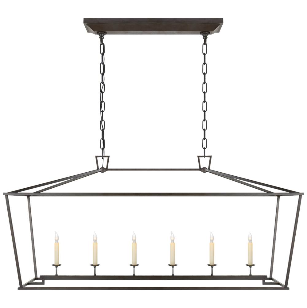 Visual Comfort Signature Collection Darlana Large Linear Lantern in Aged Iron