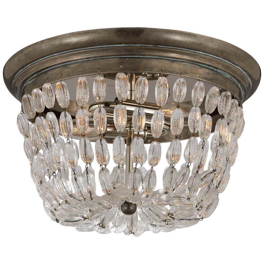 Visual Comfort Signature Collection Paris Flea Market Medium Flush Mount in Sheffield Silver with Seeded Glass