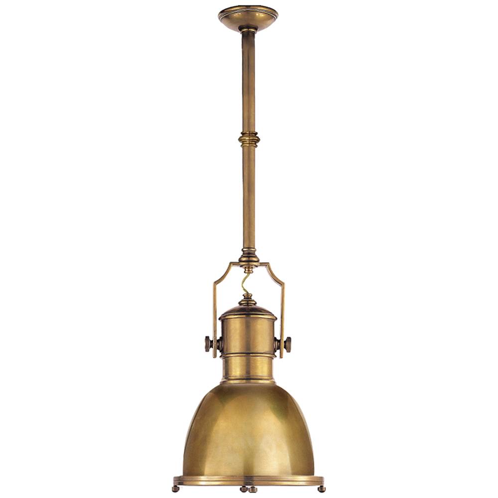 Visual Comfort Signature Collection Country Industrial Small Pendant in Antique-Burnished Brass with Antique-Burnished Brass Shade