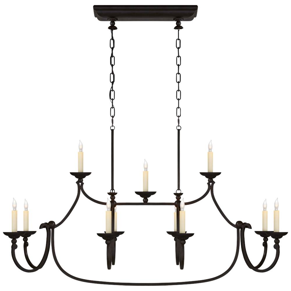 Visual Comfort Signature Collection Flemish Large Linear Pendant in Aged Iron