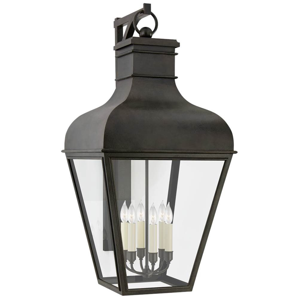 Visual Comfort Signature Collection Fremont Grande Bracketed Wall Lantern in French Rust with Clear Glass