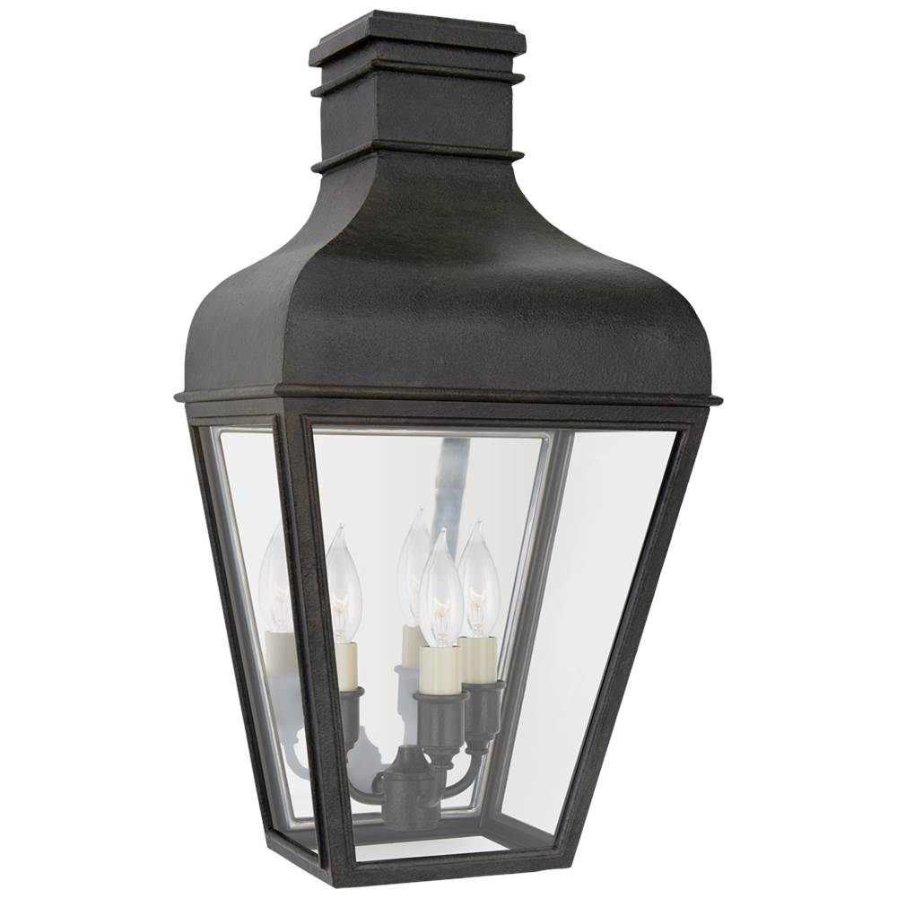 Visual Comfort Signature Collection Fremont Small 3/4 Wall Lantern in French Rust with Clear Glass