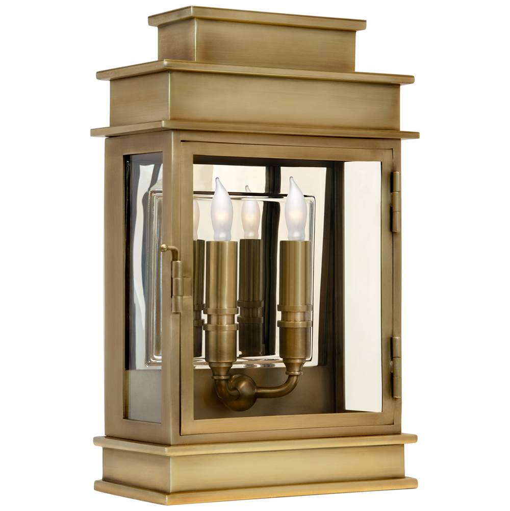 Visual Comfort Signature Collection Linear Lantern Short in Antique-Burnished Brass