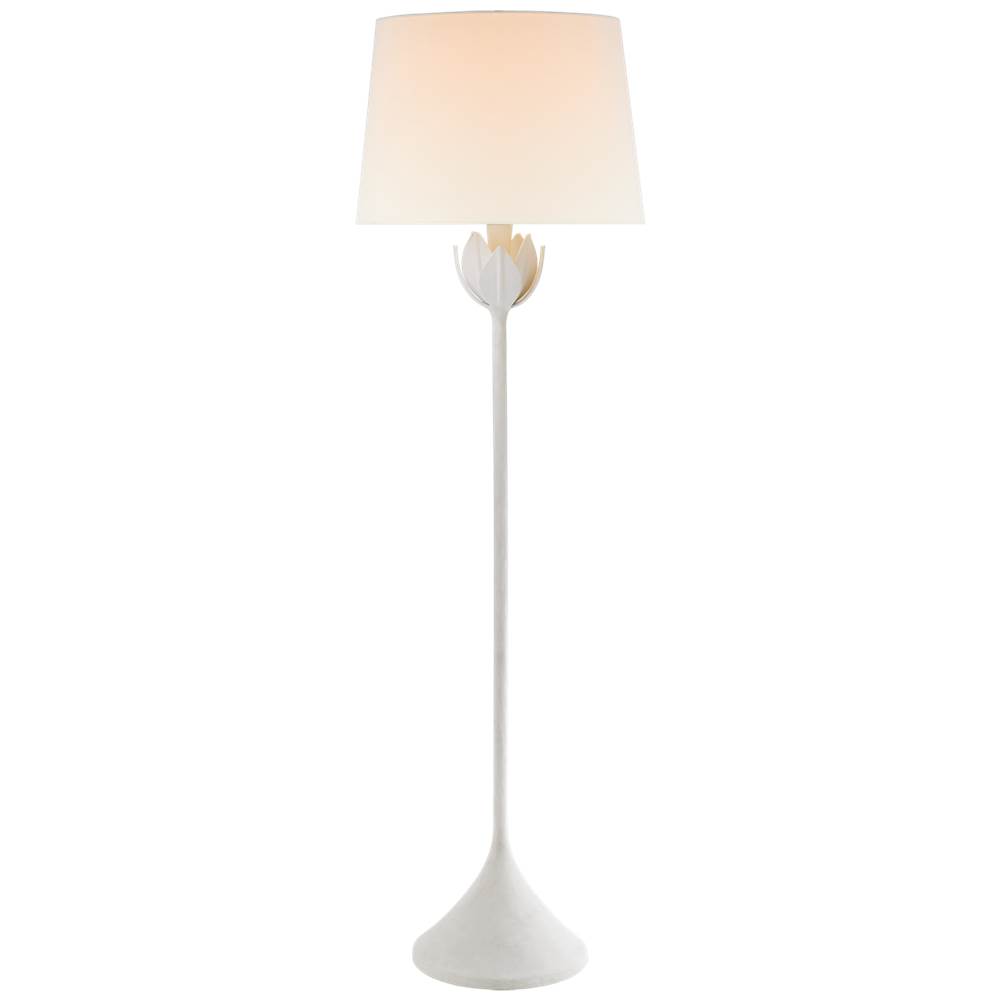 Visual Comfort Signature Collection Alberto Large Floor Lamp in Plaster White with Linen Shade