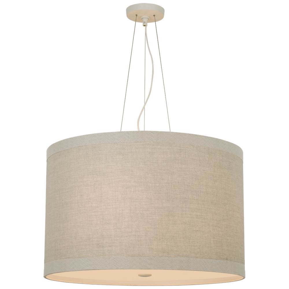 Visual Comfort Signature Collection Walker Medium Hanging Shade in Light Cream with Natural Linen Shade