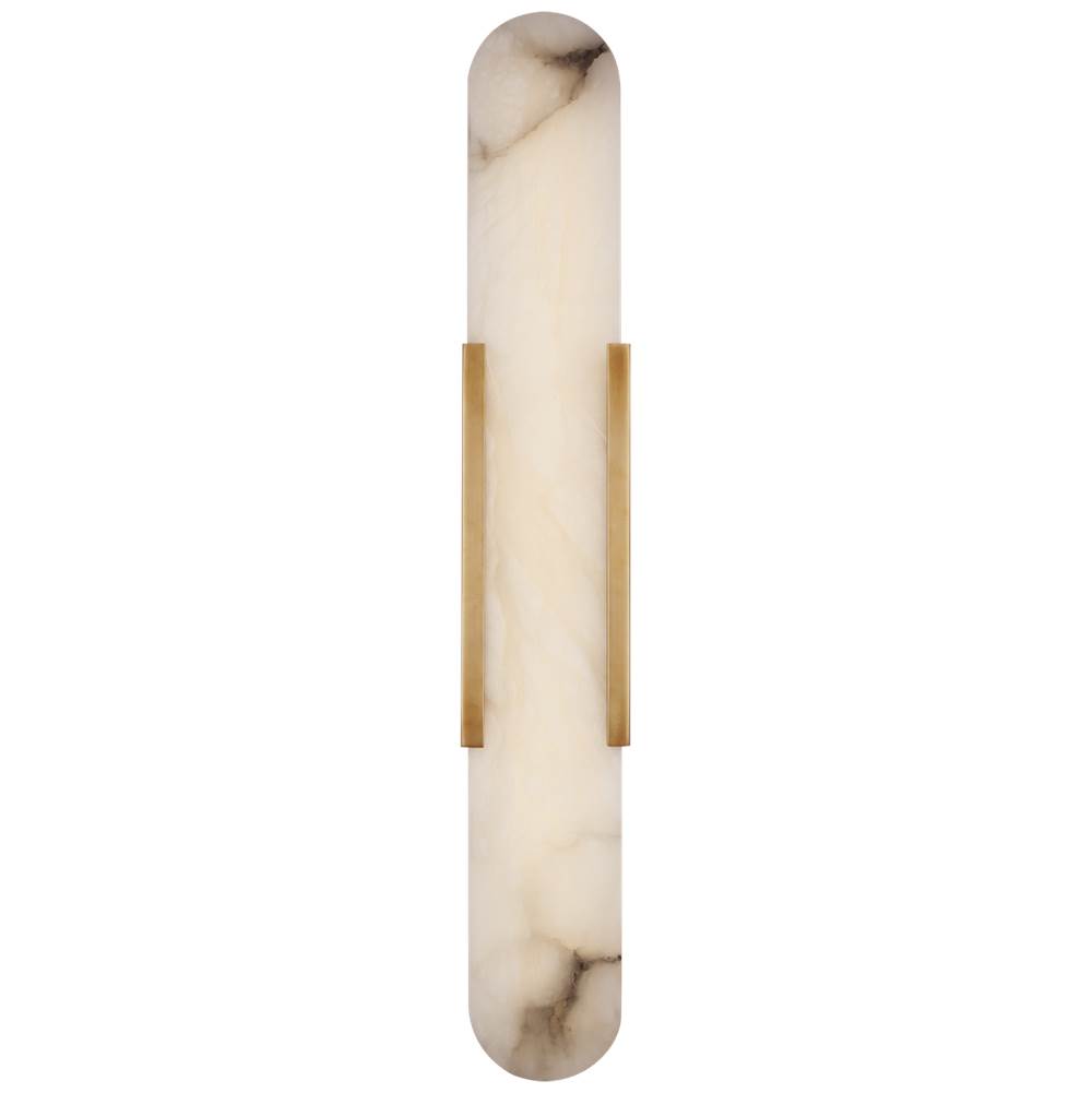 Visual Comfort Signature Collection Melange 28'' Elongated Sconce in Antique-Burnished Brass with Alabaster