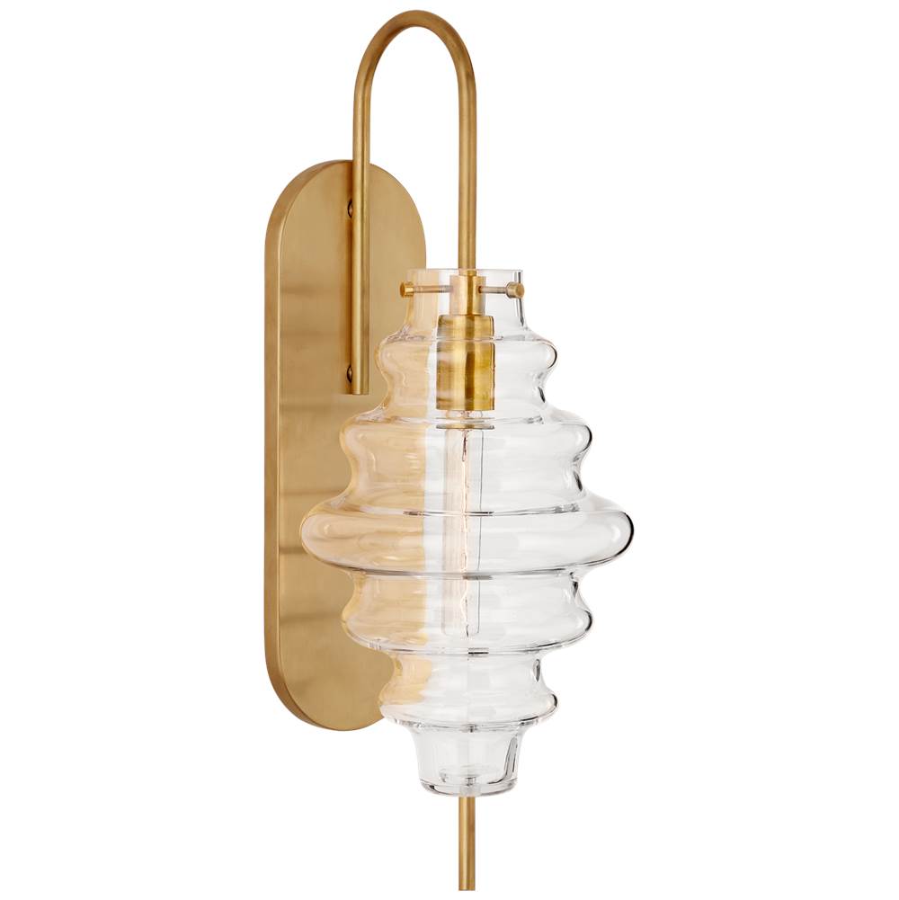 Visual Comfort Signature Collection Tableau Large Sconce in Antique-Burnished Brass with Clear Glass