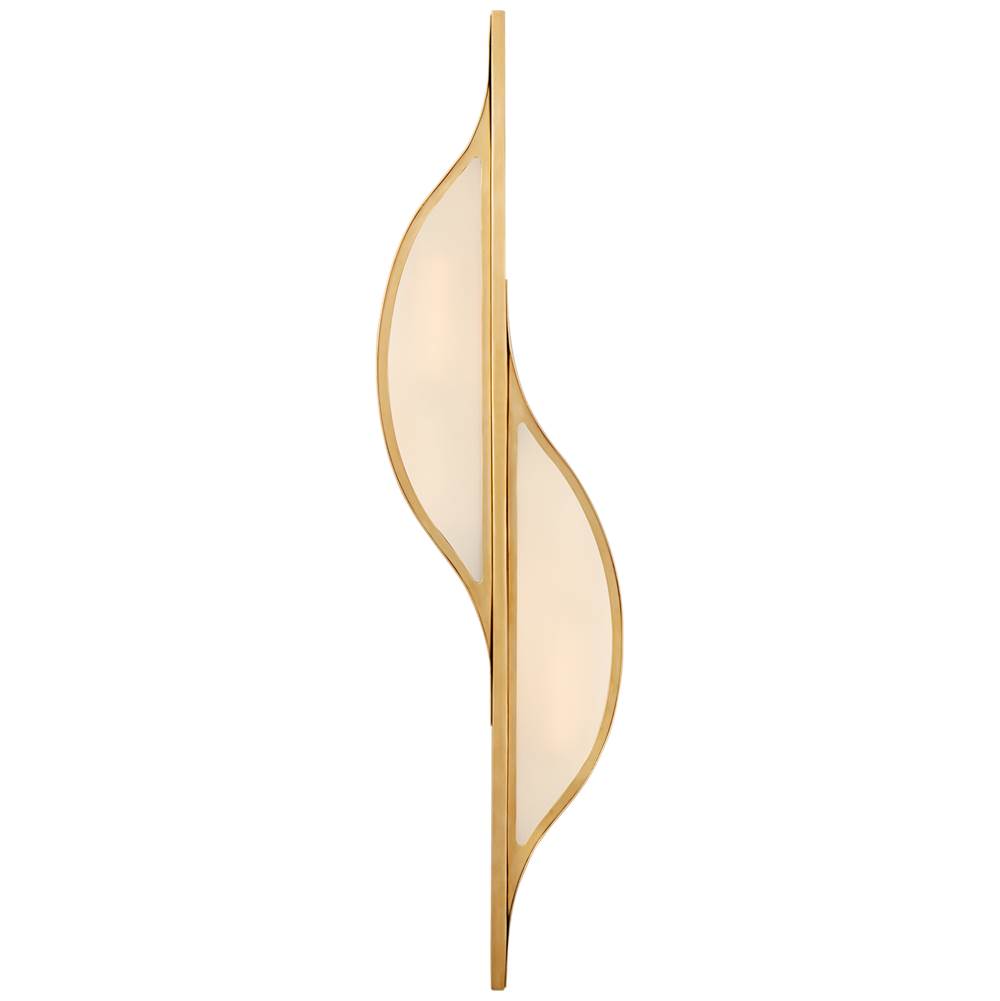 Visual Comfort Signature Collection Avant Large Curved Sconce in Antique-Burnished Brass with Frosted Glass