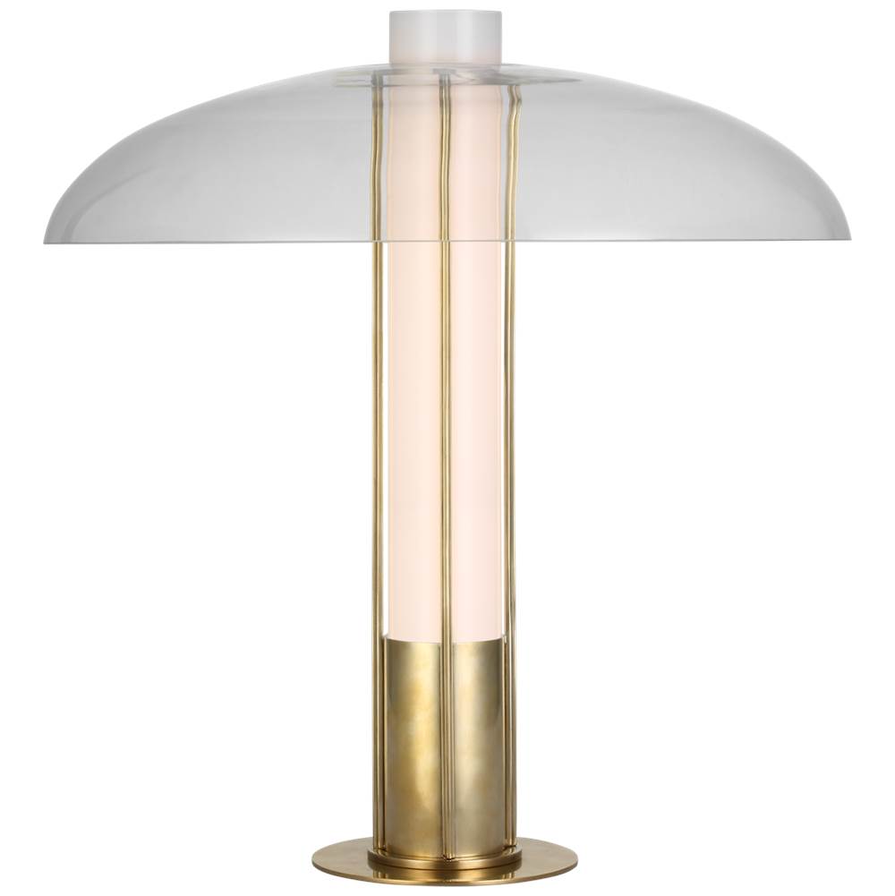 Visual Comfort Signature Collection Troye Medium Table Lamp in Antique-Burnished Brass with Clear Glass