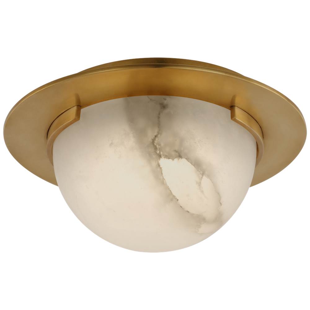 Visual Comfort Signature Collection Melange 6'' Solitaire Flush Mount in Antique-Burnished Brass with Alabaster