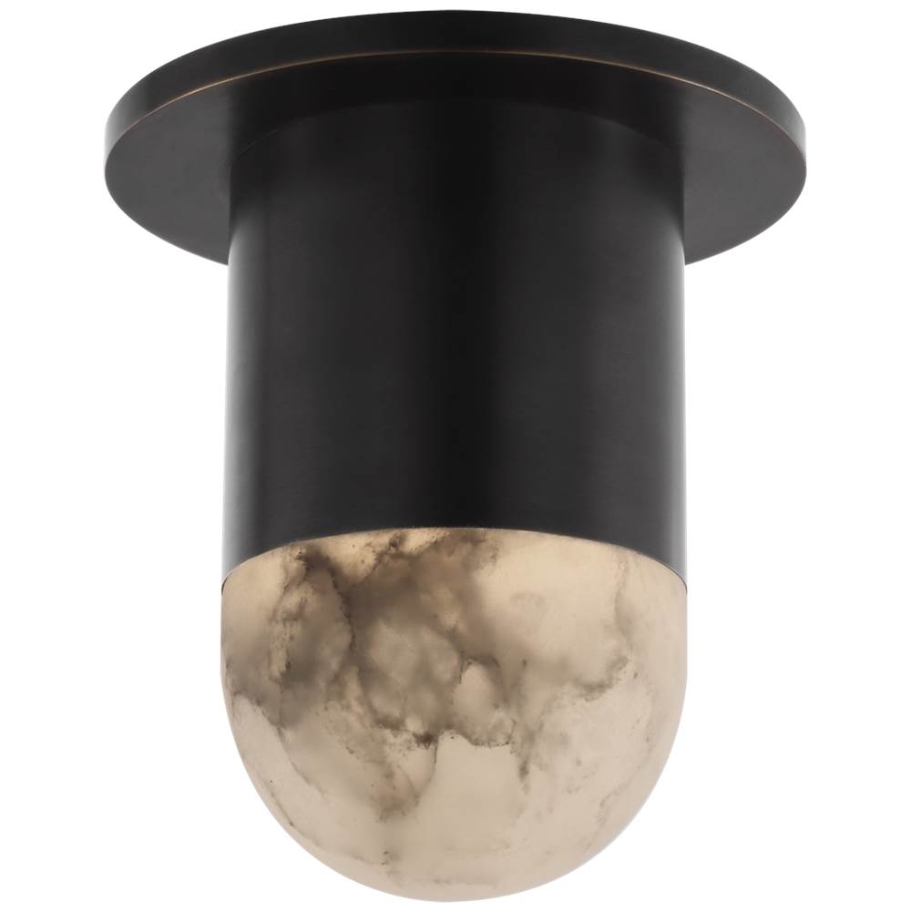 Visual Comfort Signature Collection Melange Mini Monopoint Flush Mount in Bronze with Alabaster