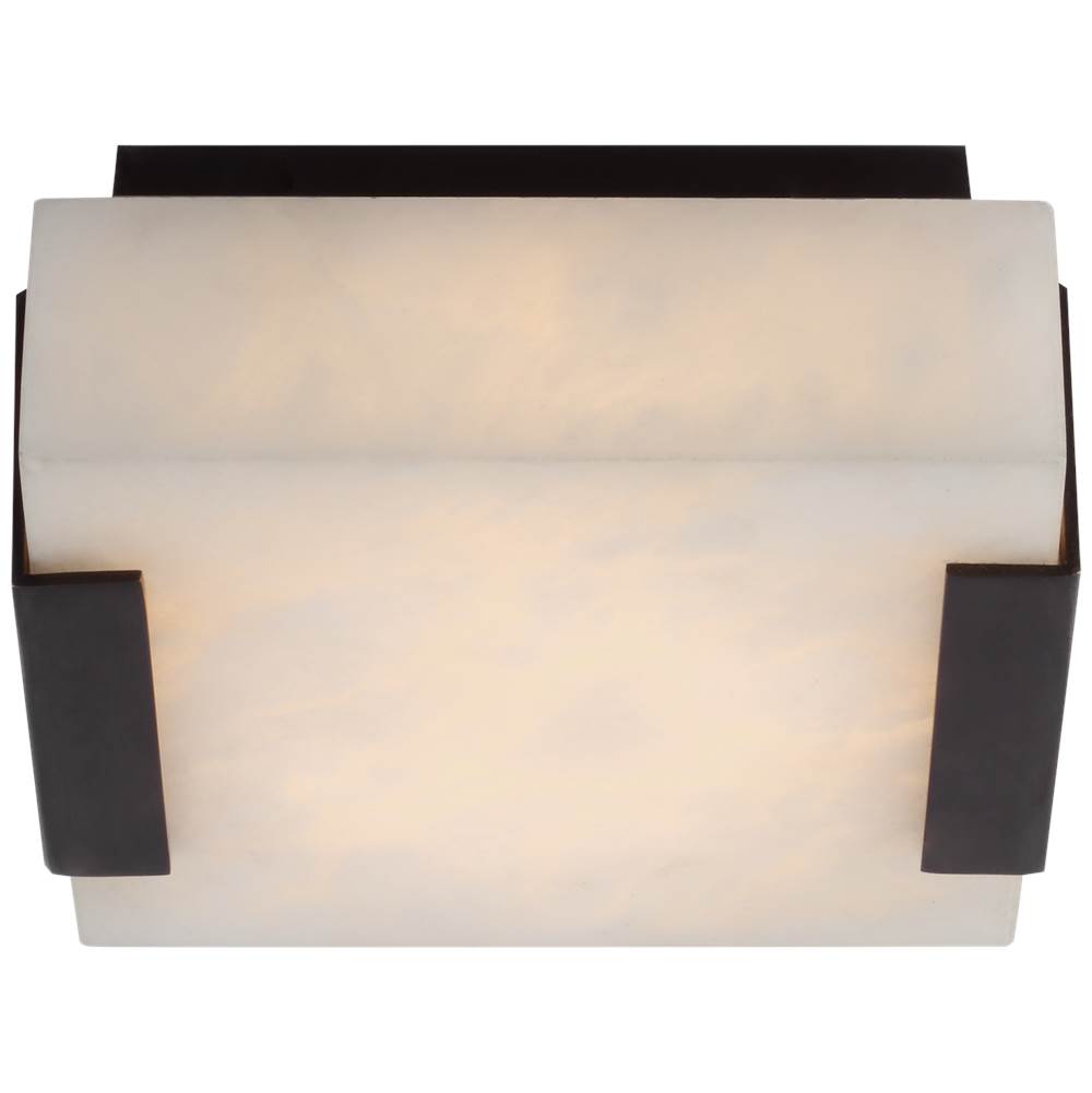 Visual Comfort Signature Collection Covet Low Clip Solitaire Flush Mount in Bronze with Alabaster