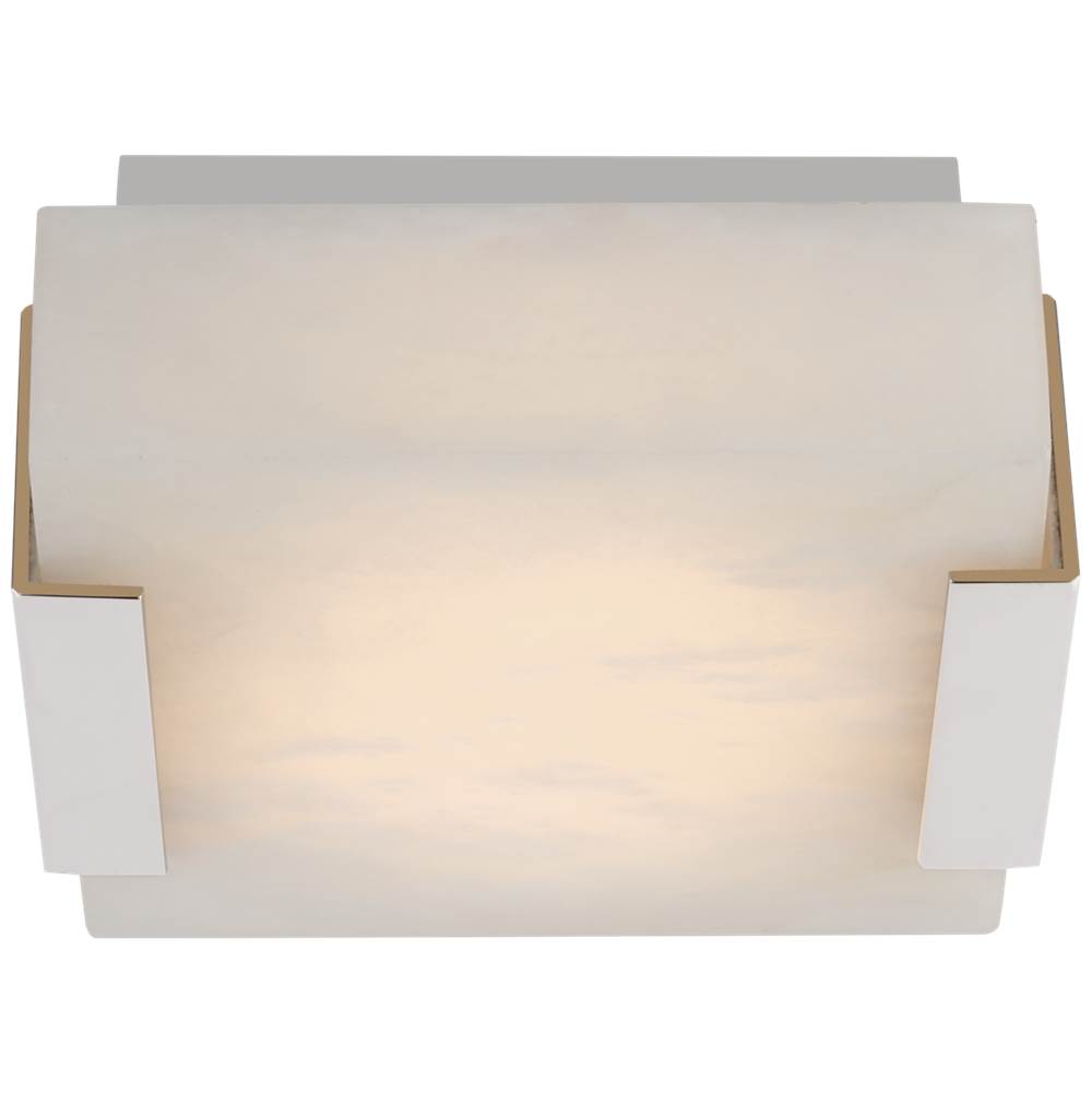 Visual Comfort Signature Collection Covet Low Clip Solitaire Flush Mount in Polished Nickel with Alabaster