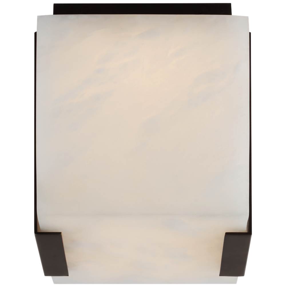 Visual Comfort Signature Collection Covet Tall Clip Solitaire Flush Mount in Bronze with Alabaster