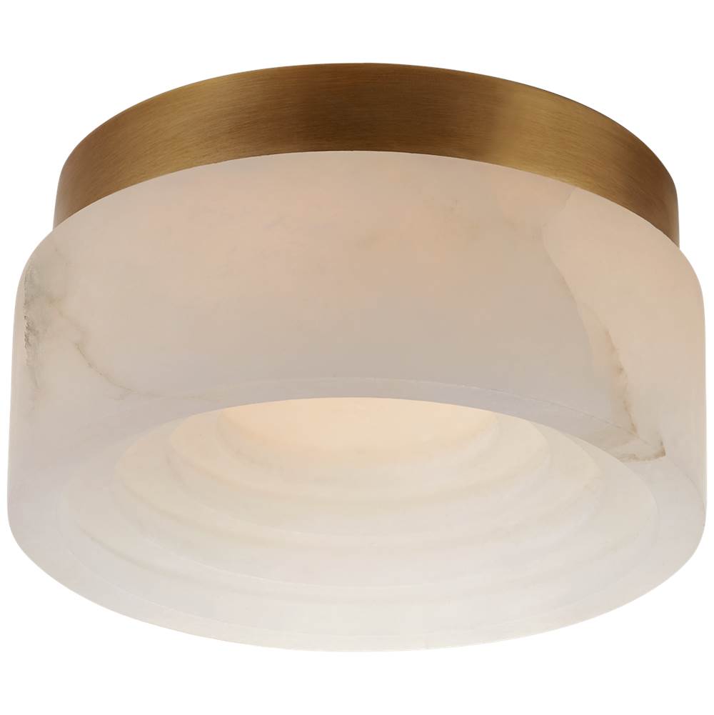 Visual Comfort Signature Collection Otto 5'' Solitaire Flush Mount in Antique-Burnished Brass with Alabaster