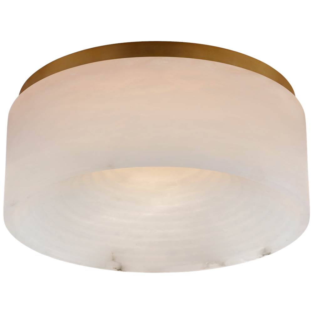 Visual Comfort Signature Collection Otto Medium Flush Mount in Antique-Burnished Brass with Alabaster