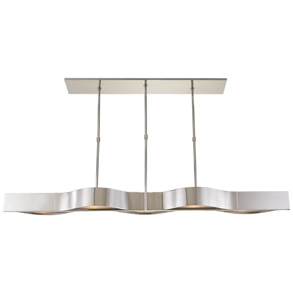 Visual Comfort Signature Collection Avant Large Linear Pendant in Polished Nickel with Frosted Glass