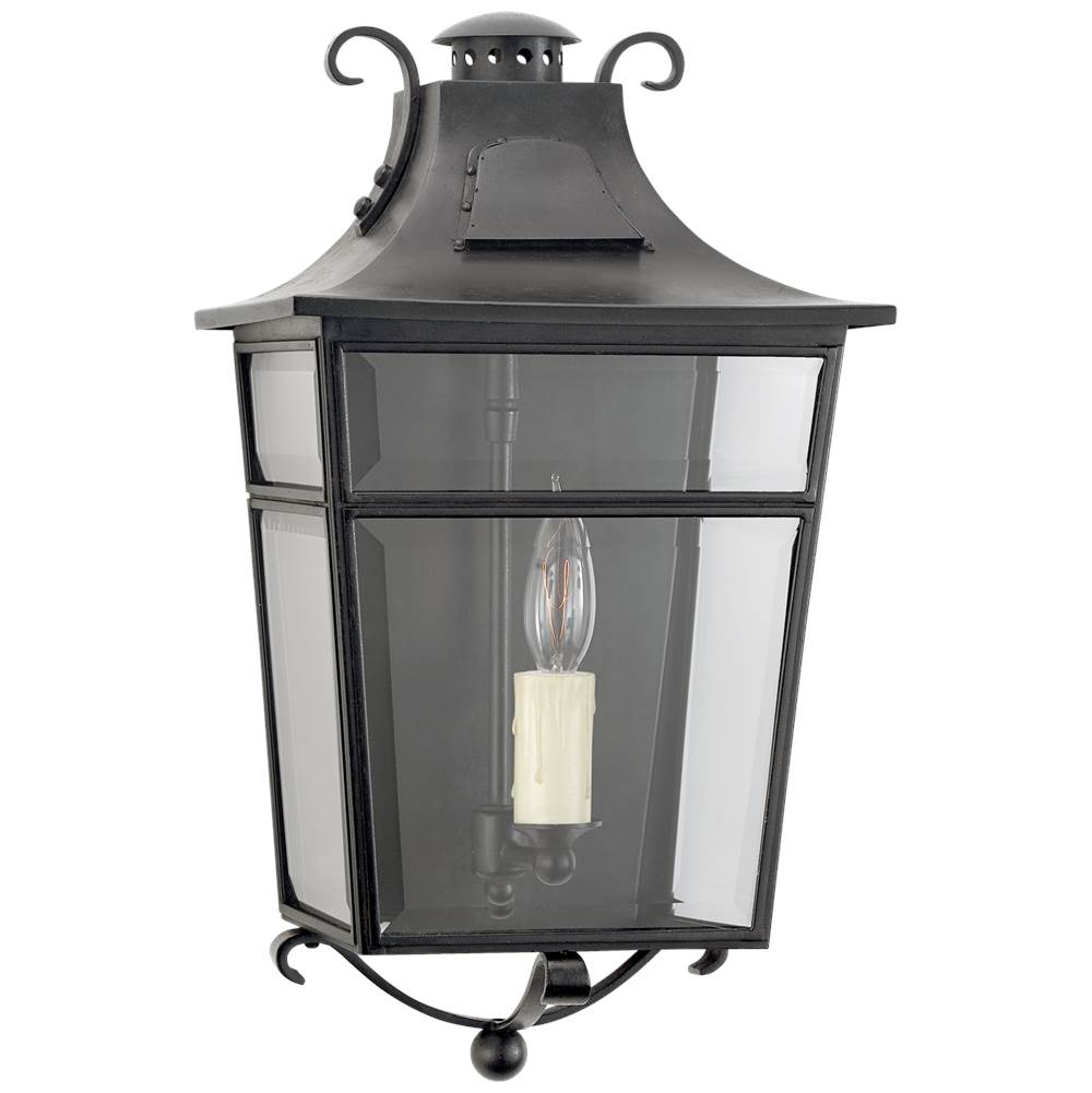 Visual Comfort Signature Collection Carrington Small Wall Lantern in French Rust with Clear Glass