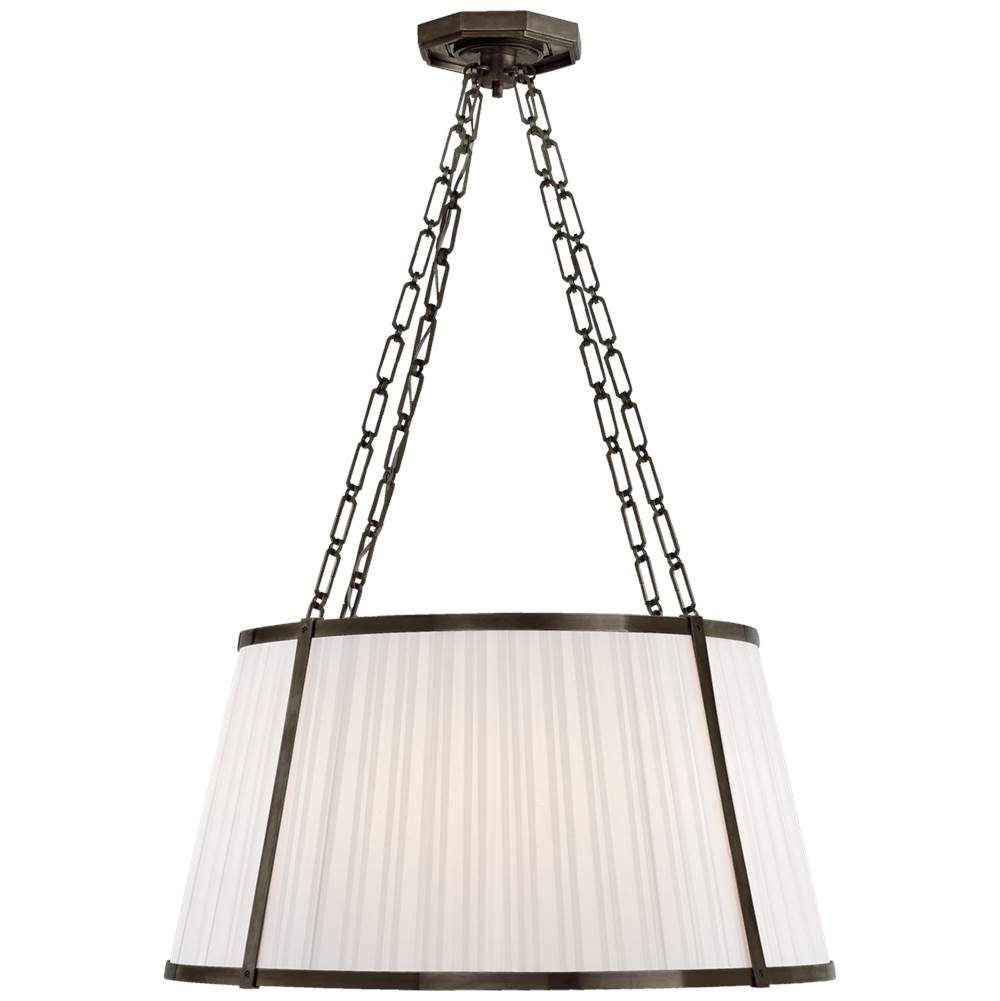 Visual Comfort Signature Collection Windsor Large Hanging Shade in Bronze with Boxpleat Silk Shade