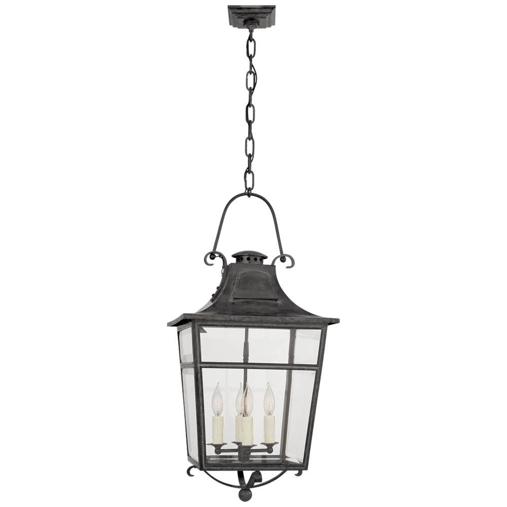 Visual Comfort Signature Collection Carrington Small Lantern in French Rust with Clear Glass