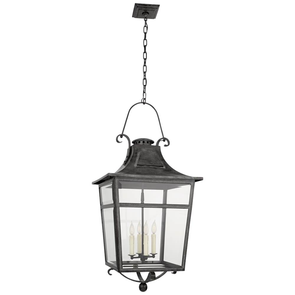 Visual Comfort Signature Collection Carrington Large Lantern in French Rust with Clear Glass