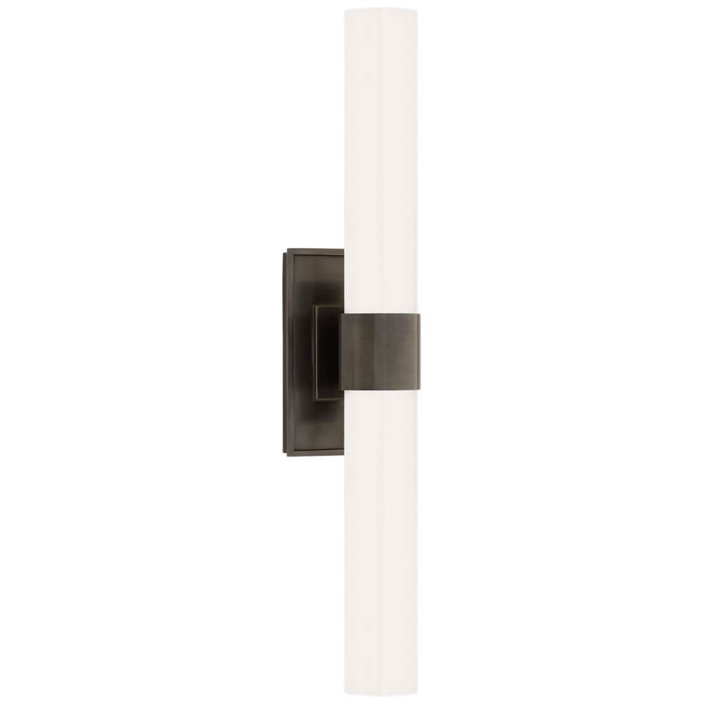 Visual Comfort Signature Collection Presidio Petite Double Sconce in Bronze with White Glass