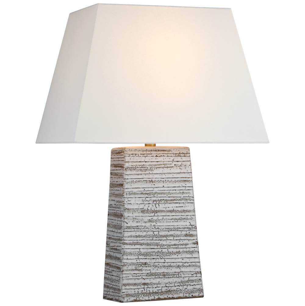 Visual Comfort Signature Collection Gates Medium Rectangle Table Lamp in Malt White Dust with Linen Shade