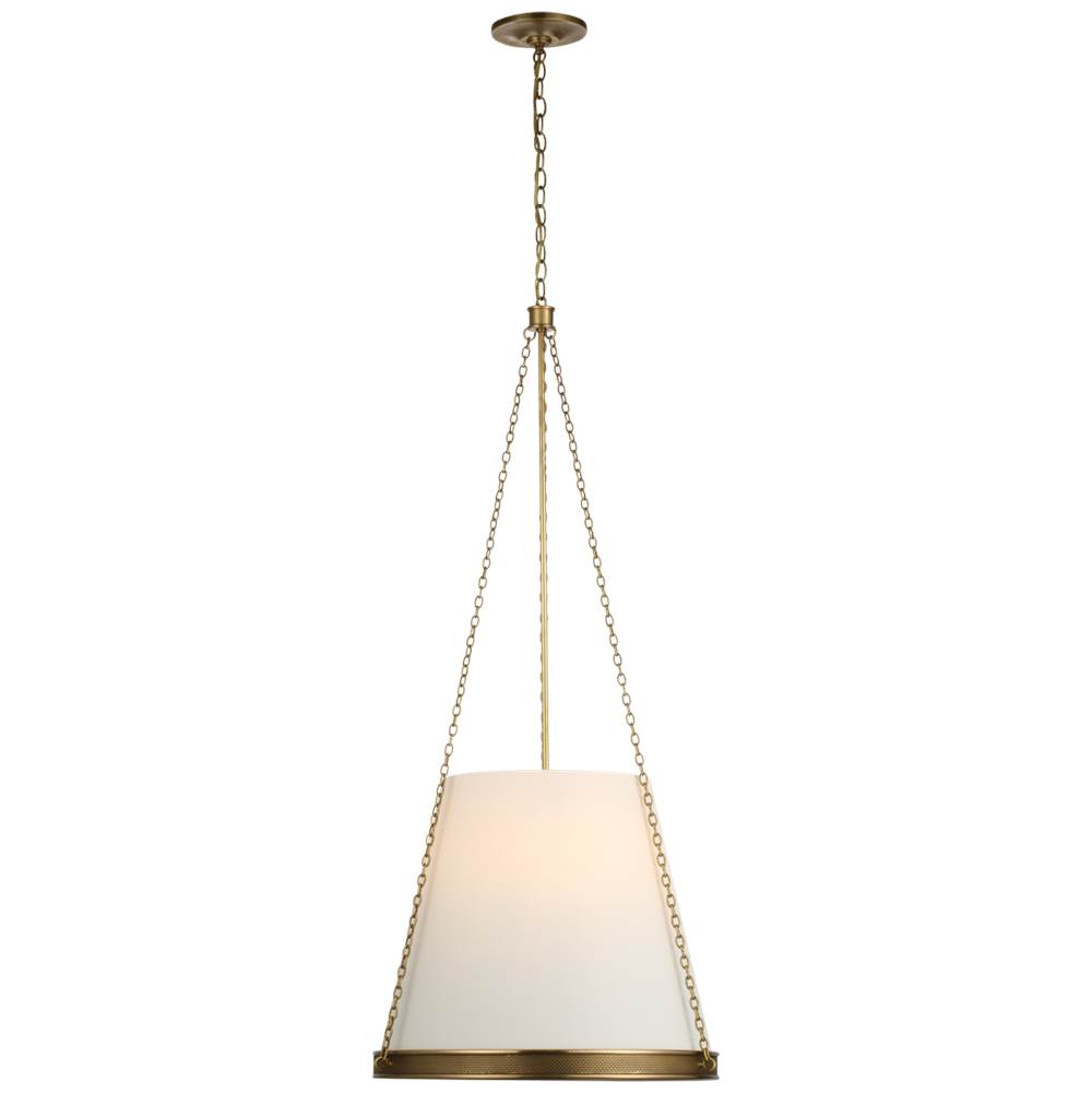 Visual Comfort Signature Collection Reese 20'' Pendant in Soft Brass with Linen Shade
