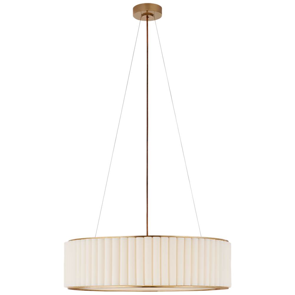 Visual Comfort Signature Collection Palati Large Hanging Shade in Hand-Rubbed Antique Brass with Linen Shade