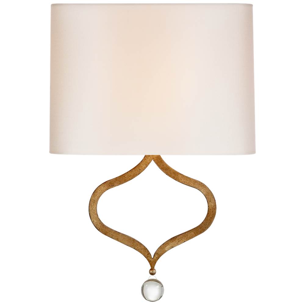 Visual Comfort Signature Collection Heart Sconce in Gilded Iron with Natural Percale Shade