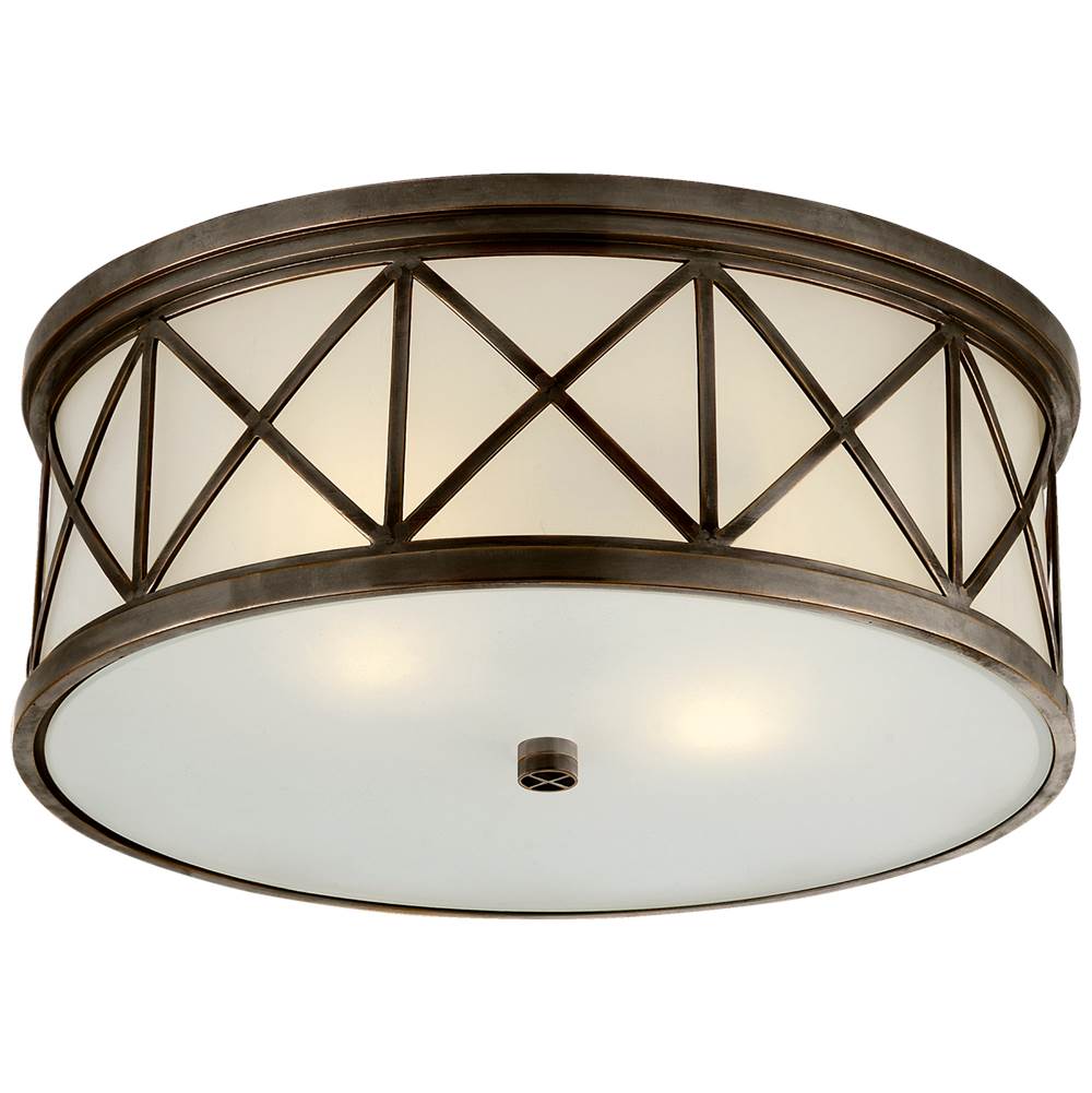 Visual Comfort Signature Collection Montpelier Large Flush Mount in Bronze with Frosted Glass
