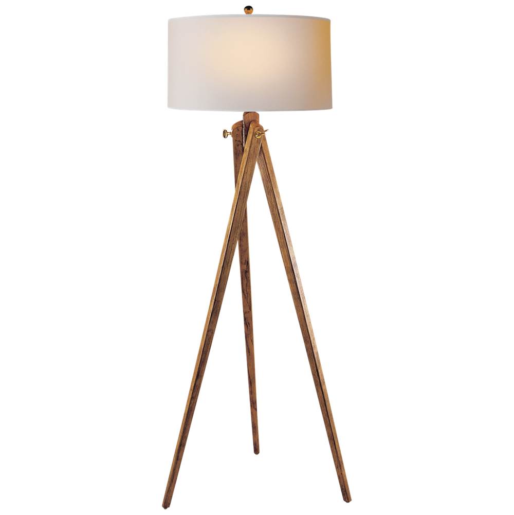Visual Comfort Signature Collection Tripod Floor Lamp in French Wax with Natural Paper Shade